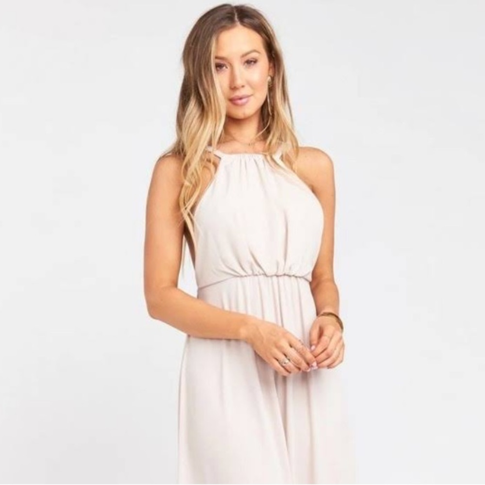 Show Me Your Mumu Amanda Blouson Gown in SHOW ME THE RING CRISP, size medium